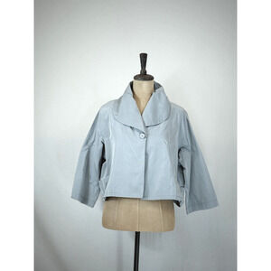 NWT Sassy #63112 Silver Grey Parachute Crop Jacket 3/4 Sleeve LARGE #0224